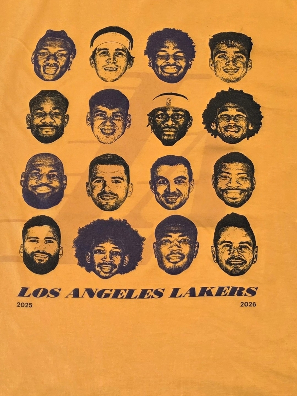 Los Angeles Lakers 2025-2026 Playoff Roster Face T-Shirt